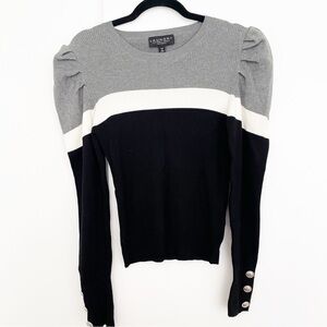Laundry Shelli Segal Puff Sleeve Colorblock Sweater